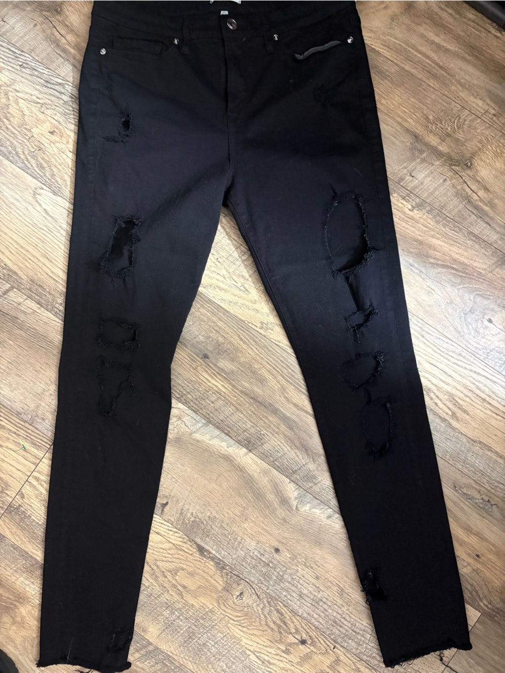 Good American Black Ripped Skinny Jeans